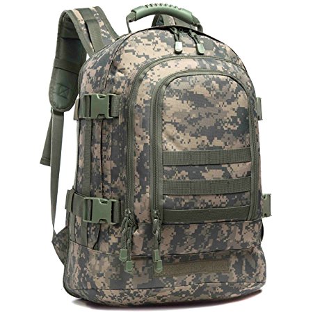 WolfWarriorX 3-day Expandable Backpack with Waist Pack Large Rucksack Tactical Backpack Molle Assault Bag for Day Hiking, Camping, Climbing, Traveling