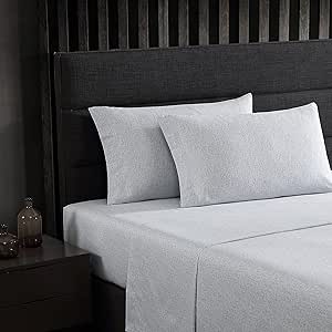 Vera Wang- Queen Sheet Set, Soft Cotton Sateen Bedding Set, Designer Home Décor (Fragments Grey, Queen)