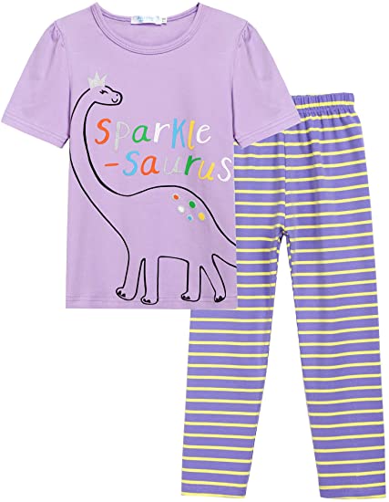 Arshiner Girls Pajamas Cotton Short Sleeve & Pants Cat PJs Set Sleepwear