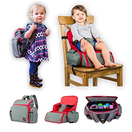 3 in 1 - Cozy Travel Booster Seat/Backpack/Diaper Bag for Your Toddler/Baby. Perfect for Home or Travel. Great Baby Shower Gift