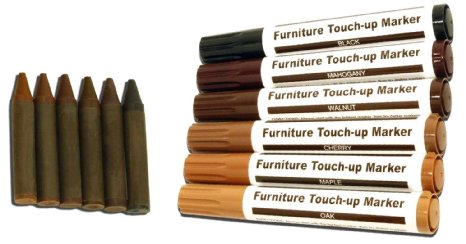 RamPro Total Furniture Repair System - 12Pc Scratch Restore & Repair Touch-Up Kit - Felt Tip Markers, Wax Stick Crayons.