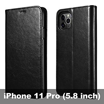 iPhone 11 Pro Leather Case, ICARERCASE Folio Flip PU Leather Wallet Cover with Kickstand and Credit Slots for iPhone 11 Pro 5.8 inch 2019 Release(Black)