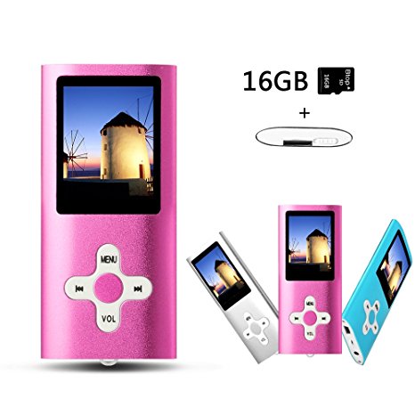 Btopllc 16GB MP3 MP4 Player Music Player Portable Lossless Sound Rechargerable Music Video Media Player Sound Voice Record Music Players Picture view, Games, Earphone and USB Cable