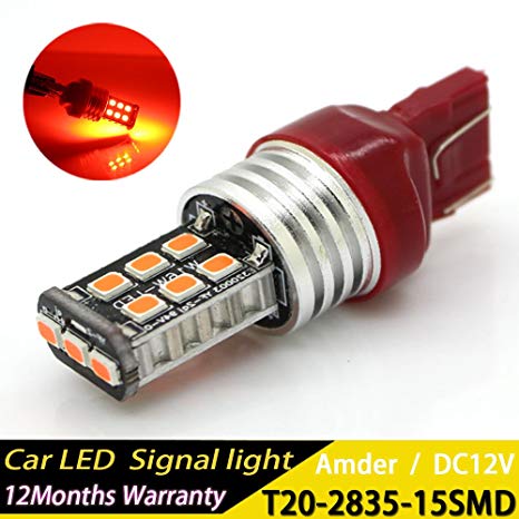 CIIHON 2PCS T20 7440 LED Brake Light Bulb Red W21W 15W 15-2835 SMD Backup Lights 800Lumens Super Bright Replacement, 1 Year Warranty