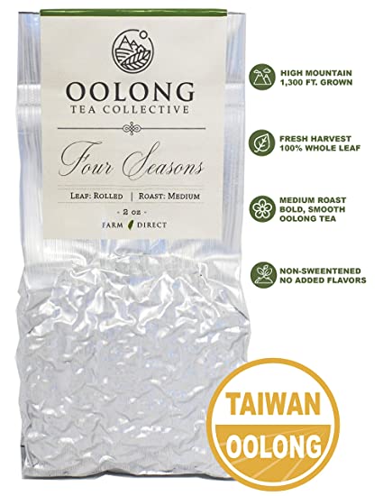 Roasted Four Seasons Oolong Tea - 2019 Fresh Harvest - Natural Loose Leaf Tea - No Additives - 100% Taiwan Farm Direct by Oolong Tea Collective (2oz)