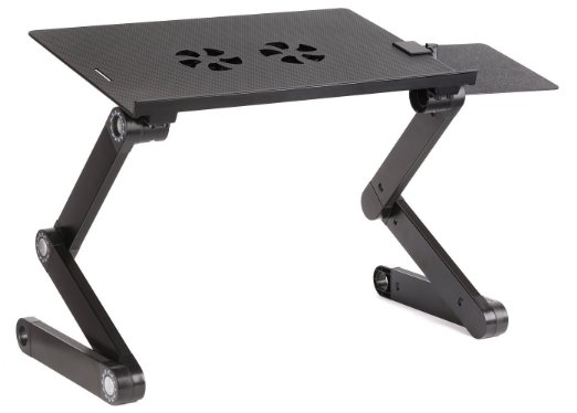 Accuon Adjustable Vented Laptop Table Computer Desk, Light Aluminium Alloy up to 17" (0186-A)