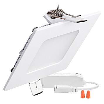 B-right 12W 6-inch Dimmable Square LED Panel Light Ultra-thin 960lm 5000K Cool White LED Recessed Ceiling Lights for Home Office Commercial Lighting