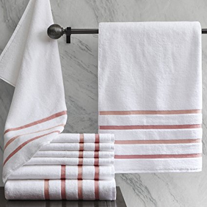 Comfort Spaces Ultra Soft Bathroom Towels Set - 8 Piece Zero Twist, Quick Dry, Premium Absorbant White Cotton Towels Bath/Bathroom set incl. 2 Shower Towel 2 Hand Towel and 4 Face Towel