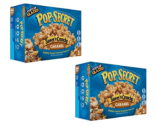 Pop Secret Microwave Popcorn, Sweet 'n Crunchy Caramel, 2.64 Oz, 3 Ct (Pack of 2)