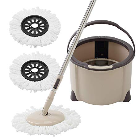 Eyliden Spin Mop & Bucket Floor Cleaning System with Extended Adjustable Handle and 2 Microfiber Mop Heads