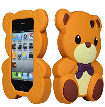 Apple iPhone 4, 4s Bastex Slim Fit,Rubberized,TPU Teddy Bear Case for Apple iPhone 4, 4s - Brown