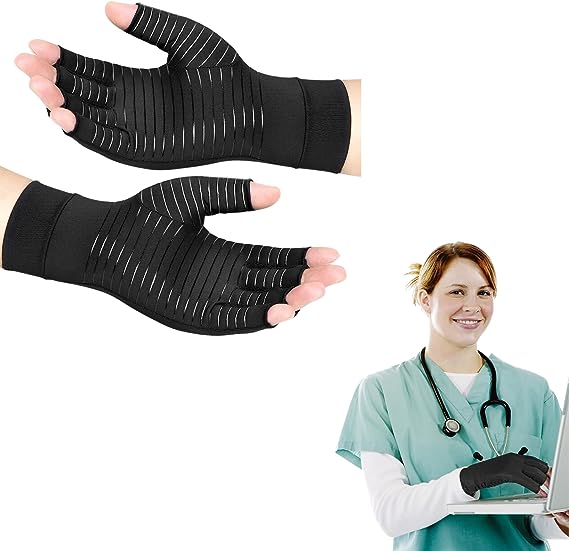 Compression Gloves, Arthritis Gloves, Arthritis Pain Relief Gloves For Women & Men, Copper Compression Gloves for Relieve Muscle Pain, Carpal Tunnel, RSI, Rheumatoid, Tendonitis (M)