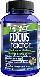 Focus Factor Extra Strength, 60ct - Multivitamin Supplement with Vitamin B6, B12, D3, Zinc, Phosphatidylserine, Bacopa Monnieri, Ginkgo Biloba & DMAE to enhance memory & cognitive function in adults