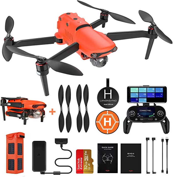 Autel Robotics EVO II Drone with 1/2" CMOS Sensor 8K HDR Video 48MP Photo Camcoder Extra Propellers and Landing Pad