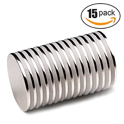 DIYMAG 15pcs 1.26”D x 0.08”H Powerful Neodymium Disc Magnets, Strong, Permanent, Rare Earth Magnets, Fridge, DIY, Building, Scientific, Craft, and Office Magnets,