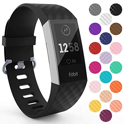 Yousave Accessories Replacement Strap For Fitbit Charge 3, Silicone Fitbit Charge 3 Wristband, Sport Wrist Strap for the Fitbit Charge 3 - Available in 15 Colours