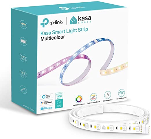 TP-Link Kasa Smart Light Strip, 2 m, Wi-Fi App Control RGB Multicolour LED Strip, No Hub Required, Works with Alexa (Echo and Echo Dot) & Google Home, Suitable for TV Kitchen & DIY Decoration (KL430)