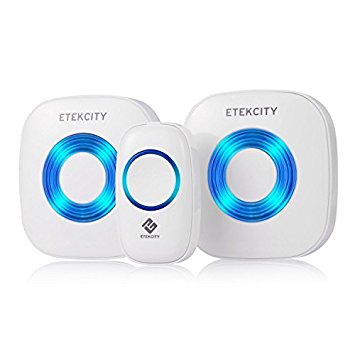 Etekcity Wireless Doorbell Operating at 1000-feet with Plug-in Receiver, Battery-powered Receiver and Push Button, 52 Chimes, White (Certified Refurbished)