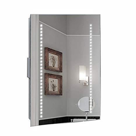 Hapilife 60 LED Illuminated Bathroom Mirror Demister Pad Shaver Socket IP44 Sensor 50x39cm NO Cabinet