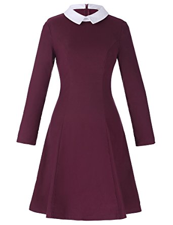 GRACE KARIN Long Sleeve A-Line Retro Dress for Women CL010470