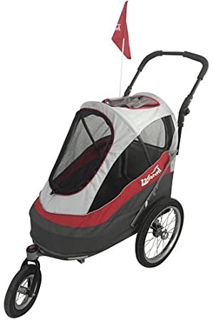 Durable and Multi-Functional Dog Bike Trailer or jogging pushchair. FREE Rain and Wind Cover,IPS-056/AT, Red / Off White grey, Dog Carrier, Trolley, Innopet, Sporty. Pet buggy, Pushchair, Pram for dogs and cats.