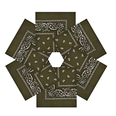 100% Cotton Bandanas, Alotpower Multipurpose Paisley Printing Cowboy Bandana Headbands Handkerchiefs Necktie