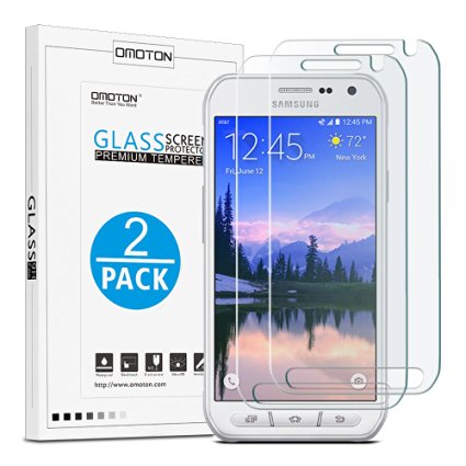 OMOTON [2 Pack] Galaxy S6 Active Screen Protector - Tempered Glass Screen Protector for Samsung Galaxy S6 Active with [9H Hardness] [Crystal Clear] [Scratch Resist] [No-Bubble], Lifetime Warranty