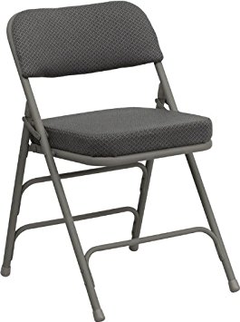 HERCULES Series Premium Curved Triple Braced & Double Hinged Gray Fabric Metal Folding Chair