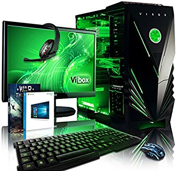 Vibox Apache Package 9 Gaming PC - with Warthunder Game Bundle, Windows 10, 21.5" HD Monitor, Gamer Headset, Keyboard & Mouse Set (4.1GHz AMD FX Six Core Processor, Nvidia Geforce GTX 960 Graphics Card, 1TB Hard Drive, 16GB RAM, Vibox Predator Green LED Case)