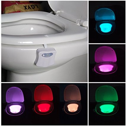 [2 Pack] SZMINILED 8 Color Motion Activated Tolit Nightlight Battery Operated Bathroom Bowl Light