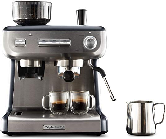 Calphalon BVCLECMPBM1 Temp iQ Espresso Machine with Grinder and Steam Wand, Stainless