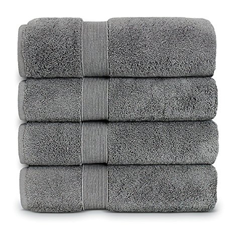TURKUOISE TURKISH TOWEL Superior 800 Gram 100% Premium Long-Staple Turkish Cotton Eco-Friendly Bath Towel (Set of 4) (Gray)