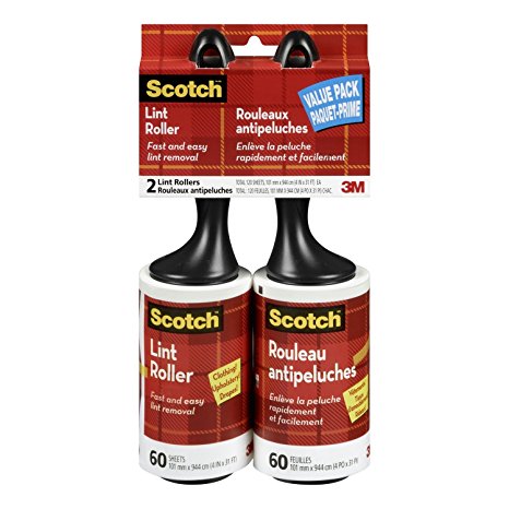 Scotch Lint 60-Sheet Roller, 2-Pack