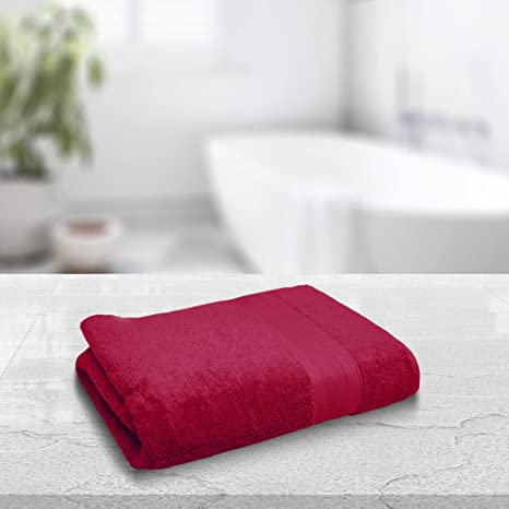 TRIDENT Bath Towel, 1 Piece Bathroom Towel, 100% Cotton, Highly Absorbent, Super Soft, Soft and Plush, 500 GSM (Crimson)