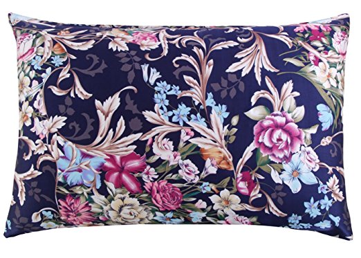 Silk Pillowcase for Hair and Skin with Hidden Zipper Chinese Pastel Water Colors Print Standard/Queen (pattern 4)