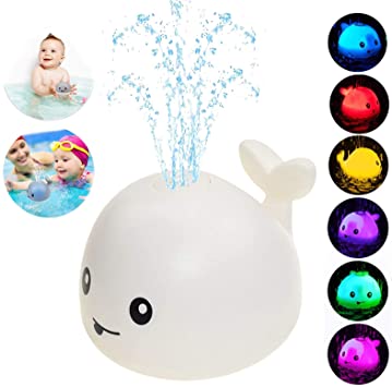 Baby Bath Toys, Whale Automatic Spray Water Bath Toy with LED Light, Induction Sprinkler Bathtub Shower Toys for Toddlers Kids Boys Girls