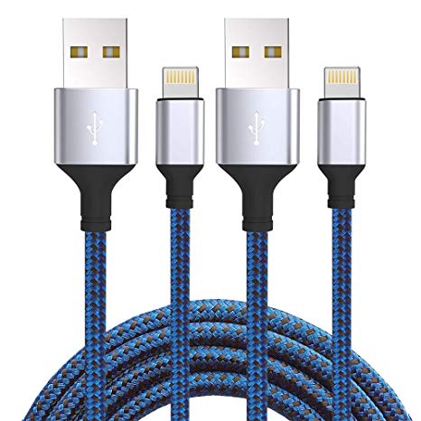 Moallia Phone Charger Cables,2 Pack 6FT Extra Long Nylon Braided USB Fast Charging & Syncing Cord Compatible with Phone Xs MAX/XR/X/8 Plus/7 Plus/6 Plus/6 [Blue]