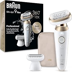 Braun Silk-épil 9 Flex, Depiladora Eléctrica Para Una Eliminación Del Vello Fácil, 9-041 3D, Blanca/Dorada