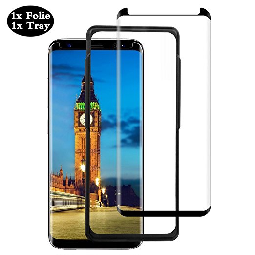 Galaxy S8 Screen Protector [Tray Installation], Vkaiy [Case-friendly] HD Clear, Anti- Scratch, Anti-Bubble 3D Curved Tempered Glass Screen Protector Film for Samsung Galaxy S8 5.8"
