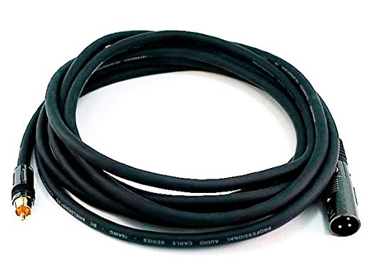 Monoprice XLR Male to RCA Male Cable - 15 Feet - Black with E21Gold Plated Connectors | 16AWG Shielded Twisted Pair Oxygen-Free Copper Braid Conductors - Premier Series