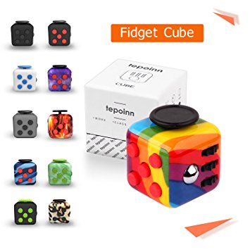 Tepoinn Fidget Attention Cube Relieves Stress and Anxiety Educational Development Toys for ADD, ADHD, Anxiety, and Autism Children and Adults (Rainbow)