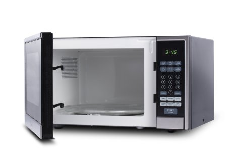 Westinghouse WCM11100SS 1000 Watt Counter Top Microwave Oven, 1.1 Cubic Feet, Stainless Steel Front, Black Cabinet