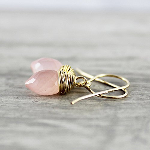 Blush Pink Chalcedony Gemstone Earrings