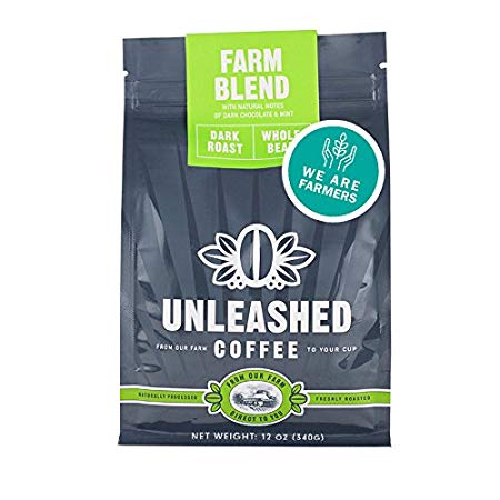 Unleashed Coffee - Farm Blend - Dark Roast, Whole Bean, Strong Coffee, Single Origin, Direct Trade, From the Farmer