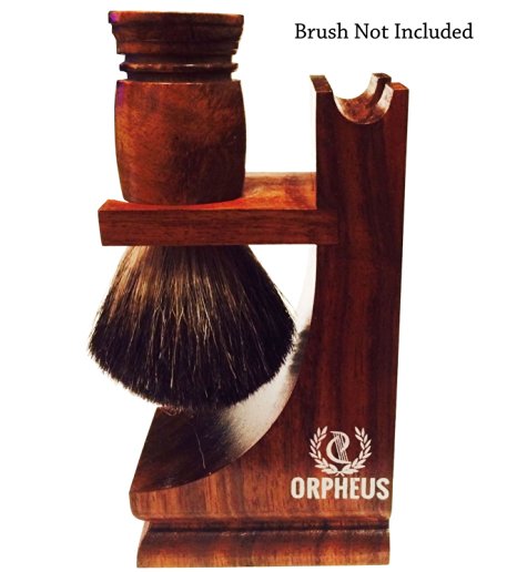 Orpheus Wooden Shave Stand for Razor and Brush (Walnut Finish)
