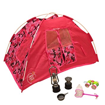 Newly Redesigned Camping Set for 18 inch Dolls - Super Cute Doll Camping Set - Light up Lantern