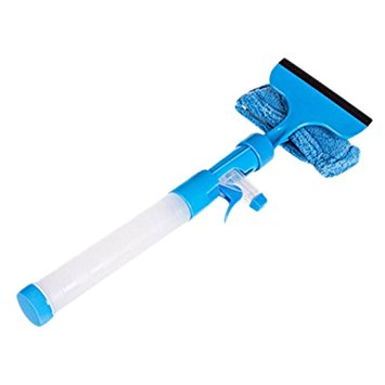 Xindell 3-in-1 Windshield Cleaner Brush Glass Wiper with Spraying Scratching Brushing for Car Home and Office (Blue)