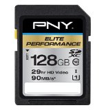 PNY Elite Performance 128GB High Speed SDXC Class 10 UHS-I U1 Up to 90MBsec Flash Card - P-SDX128U1H-GE