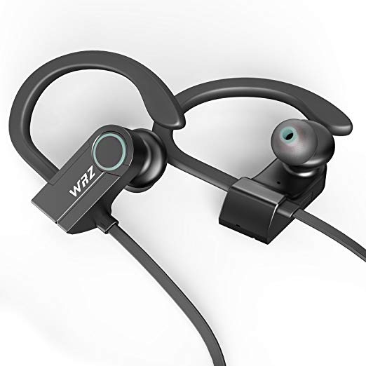 WRZ V3 Bluetooth Headphones Wireless Sport Earbuds Waterproof Running Headset with Microphone 8 Hours Play Time for Workout Gym Cordless Earphones- Black