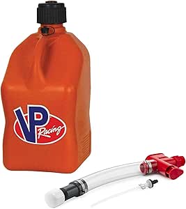 VP Racing Fuels Trigger Fuel Hose Fluid Control System with VP Racing 5 Gallon Motorsport Racing Liquid Container Utility Jug, Orange